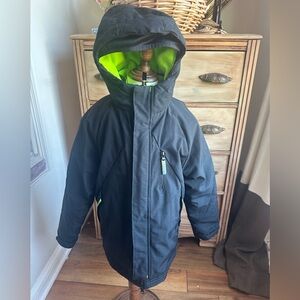Kids Champion Black and Green Hooded ski/snowboard jacket parka